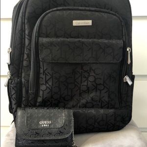 Calvin Klein backpack with guess wallet
